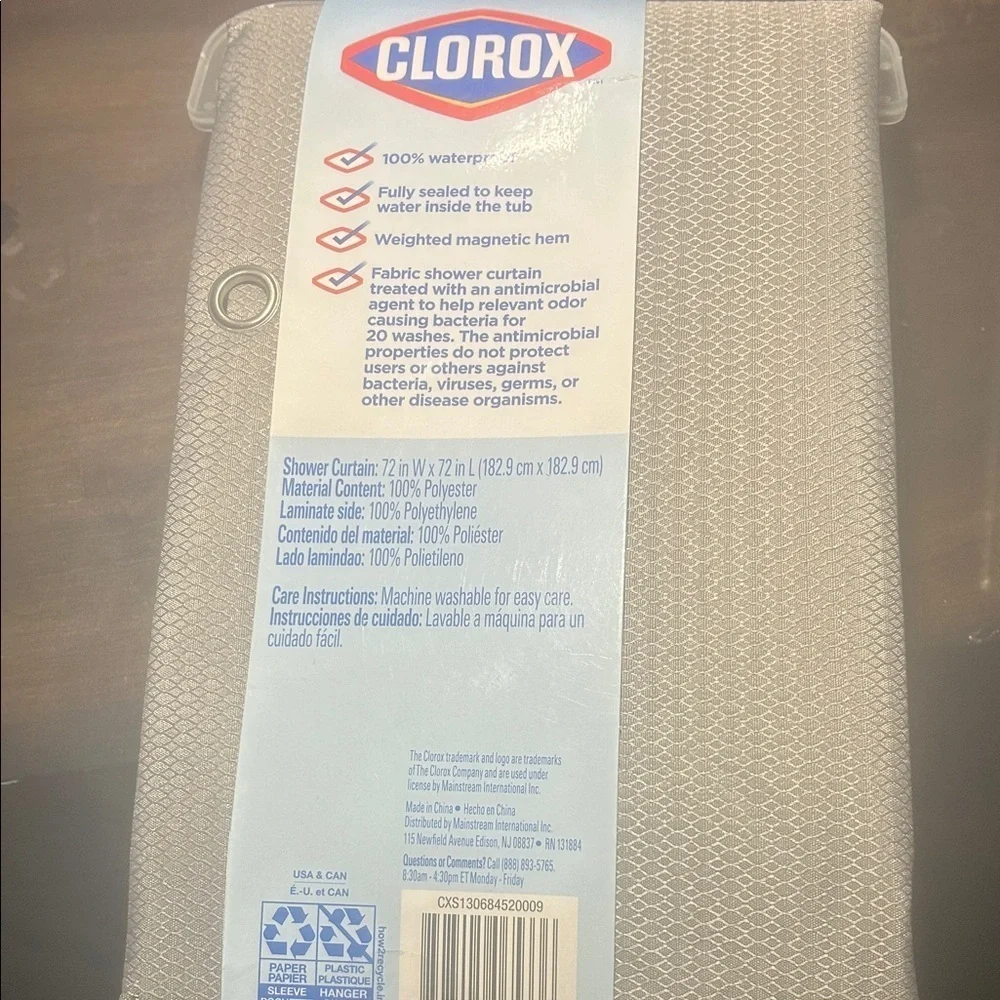Clorox Waterproof Gray Shower Curtain
